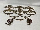 Vintage antique Floral Themed Two Piece Brass Drawer Pulls Set Of 6  300