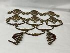 Vintage antique Floral Themed Two Piece Brass Drawer Pulls Set Of 6  6