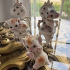 Vintage 1950s Japan Sugar Glaze Kitten Cat Parlor Chair Figurines Lot Of 3