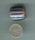 African Trade Beads Vintage Antique Venetian Glass 7 Layer Chevron Blue  28x25mm