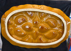 Vintage French-style Oyster Platter     21 Wells     Brown Glaze Majolica Look     19   