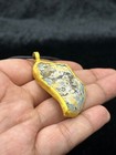Ancient Rare Beautiful Patina Roman Glass Pendant With Gold Gilded Frame