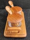 Mid Century Danish Modern 1969 Teak Condiment Set With Tray And Spoons