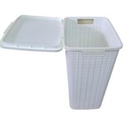 Plastic Rattan Laundry Hamper Basket With Hinged Lid  Ventilation Holes  Dura   
