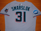 Miami Marlins Tyler Smarslok 2025 Game Used Worn Nike Jersey  twins Nationals 