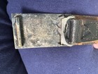 Vintage Late 60 s-early 70 s Black  Leather Belt   Large Brass Buckle Karate