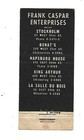Hapsburg House Restaurant    Matchcover   313 East 55th St         Frank Casper