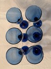 Vintage Cobalt Blue Wine Glasses 8-5 8    Tall Set Of 6 Euc
