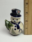 Boleslawiec Polish Pottery Snowman Holding A Tree Christmas Small Figurine