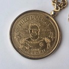 Vintage Hawaii Hilo Dollar Queen Liliuokalani Coin Pendant Necklace Gold Color
