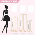 3 Pcs Gold Metal Pedestal Stand Square Display Column Floral Box Wedding Party