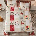 3 Piece Christmas Quilt Set Rustic Lodge Cabin Bedspread Quilt Set B023