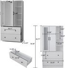 Wardrobe Armoire Wooden Closet With Mirror  2 Doors  2 Drawers  4 Open