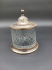 Antique Diamond Cut Crystal And Bronze Vanity Powder Jar Container 19th-century
