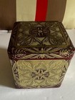 Vintage Filigree Floral Cubed Hinged Lid Metal Tin Trinket Box   Made In Holland