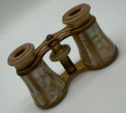 Antique Chevalier  Paris Mother Of Pearl   Brass Opera Glasses binoculars 