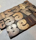 Letterpress Wood Type Number Collection  17 Pieces   5    Long  35 Line