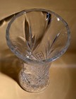 Vintage Clear Cut-glass Crystal Style Vase 10  Heavy Decorative Centerpiece