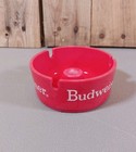 Vintage Red Budweiser Ashtray Breweriana Collectible Barware Decor
