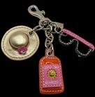 New Coach Beach Vacation Leather Keychain Bag Purse Charm Key Fob 93172 Htf Rare