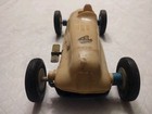 Vintage 50   s Rite Spot Indy Roadster Style White Blue Wind Up Car Works Great