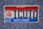 Wisconsin Army Veteran Vanity License Plate - Icuto - I See You Too