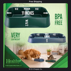 Double Pet Feeder Bowl 16oz Each Side Bpa-free Plastic Dog Cat Food Water Red