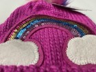 Girl s Hat Set Sequin Rainbow Beanie Hat   Gloves Yarn Pom-pom Clouds Warm