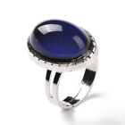 Oval Mood Ring Temperature Change Color Emotion Feeling Silver  R45