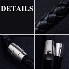 Braided Leather Bracelet Stainless Steel Magnetic Clasp Handmade Women s Men s 
