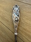 Antique Sterling Silver Handle Button Hook Art Nouveau Flower Design   Monogram