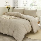 Avelom Beige Duvet Cover King Size  Textured Seersucker Duvet Cover Set  Soft   
