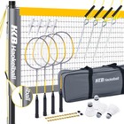 Professional Badminton Set For Backyard Portable Heavy Duty Poles With 4 Rackets