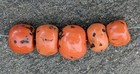 Antique Mediterranean 5 Graduated Berber Orange Coral Beads 31g And Amazonite