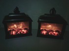 2 New Fireplace Lanterns Realistic Small Fake Fireplaces Logs   Flame Free Ship