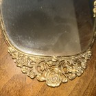 Vintage Oval Mirror Vanity Tray 17x8 Floral Roses 24k Gold Plated