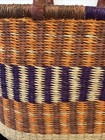 Handmade Bolga Basket - Colorful 16 5x11x8 5  Leather Handles   Large Market
