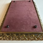 Vintage Gold Tone Filigree Hollywood Regency Vanity Mirror Tray 15x10   read 