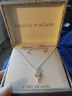 Women Fashion Silver Plated Sparkle Allure Cubic Zirconia Necklace  earrings Set