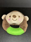 Fisher Price Monkey Plush Brown Green Ring Round Rattle Baby Snugamonkey
