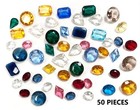 50 Vintage Glass Assorted Shapes  Colors  Sizes Unfoiled Rhinestone Jewels S202