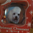 2 Lot New E s Pets Holiday Christmas Ornament Ball Shatterproof White Poodle Dog