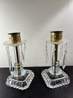 Vintage Antique Glass Boudoir Candle Holders 