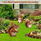 3 Pack Metal Squirrel Garden Stakes Spring Summer Outdoor Decorative Woodland   