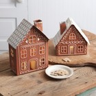 Beautiful Gingerbread Manor Metal Luminary Holiday Decor