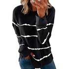 Xxl Women Striped Long Sleeve T-shirt Casual Loose Tunic Tops Blouse Pullover