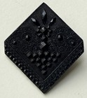 Antique Black Glass Button  Large Modified Square Lacy Type Button    