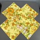 Vtg Set Of 4 Cloth Napkins Floral 60s 70s Yellow Orange Grannycore Mod Mcm Retro