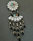 Native American Multi-stone Inlay Zia Sun Face Sterling Silver Pin  Pendant 3 8 