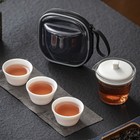 Travel Express Cup Dehua Sheep Fat Jade White Porcelain Cover Bowl Portable Bag